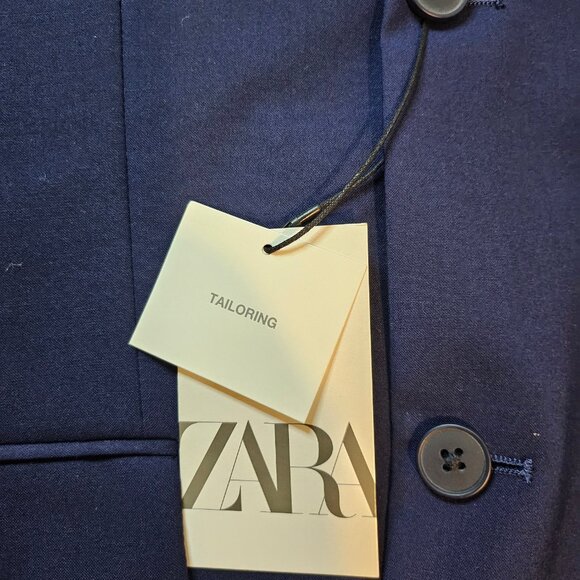 ZARA Boy's Navy Blue 2-Button Tailored Suit Jacket - Size 13-14 - Picture 5 of 11